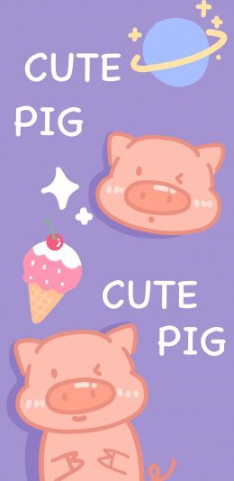 [2436x1125]卡通 猪仔 cute pig 苹果手机动漫壁纸图片