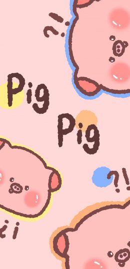 [2436x1125]卡通 猪头 粉色 pig 苹果手机动漫壁纸图片