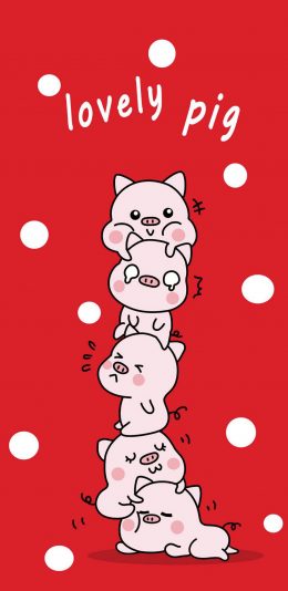 [2436x1125]卡通 猪猪 lovely pig 苹果手机动漫壁纸图片