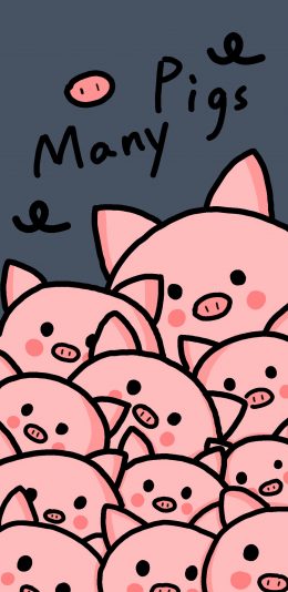 [2436x1125]卡通 猪猪 many pigs 密集 苹果手机动漫壁纸图片