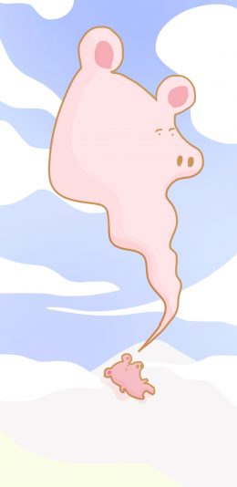 [2436x1125]卡通 猪猪 不规则 可爱 苹果手机动漫壁纸图片