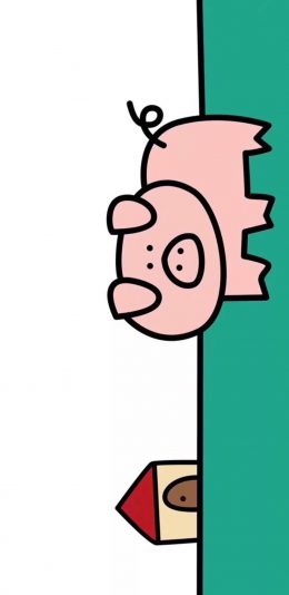 [2436x1125]卡通 猪猪 房子 可爱 苹果手机动漫壁纸图片