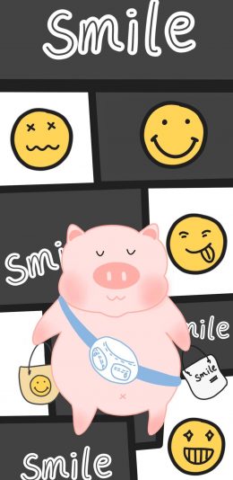 [2436x1125]卡通 猪猪 笑脸 smile 苹果手机动漫壁纸图片