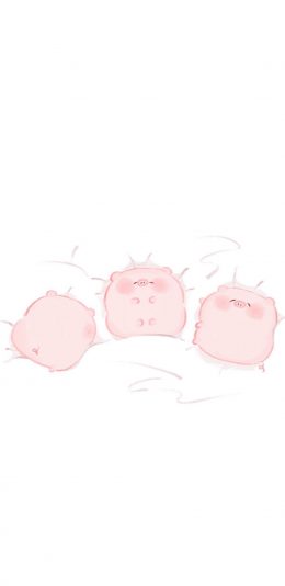 [2436x1125]卡通 猪猪 粉色 可爱 苹果手机动漫壁纸图片