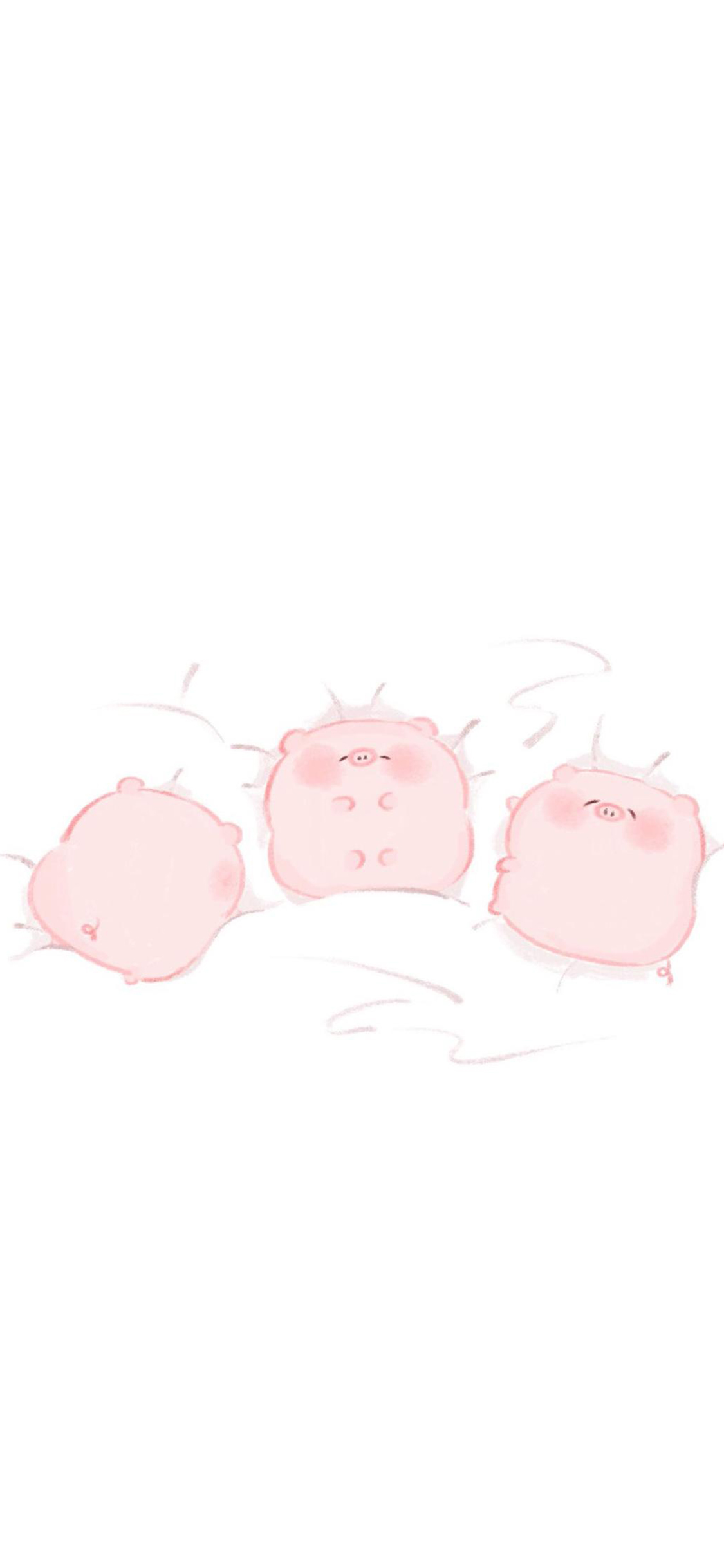 [2436×1125]卡通 猪猪 粉色 可爱 苹果手机动漫壁纸图片
