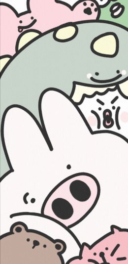 [2436x1125]卡通 猪猪 萌物 平铺 可爱（取自微博：_magua） 苹果手机动漫壁纸图片