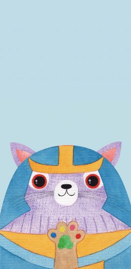 [2436x1125]卡通 猫咪 cos 灭霸 漫威 苹果手机动漫壁纸图片