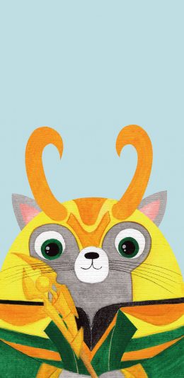 [2436x1125]卡通 猫咪 cos洛基 漫威英雄 苹果手机动漫壁纸图片