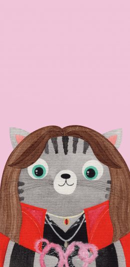 [2436x1125]卡通 猫咪 cos绯红女巫 漫威 苹果手机动漫壁纸图片