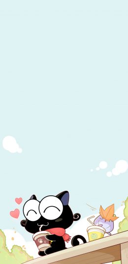 [2436x1125]卡通 猫咪 up喵 可爱 苹果手机动漫壁纸图片