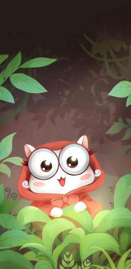 [2436x1125]卡通 猫咪 up喵 大眼萌 苹果手机动漫壁纸图片