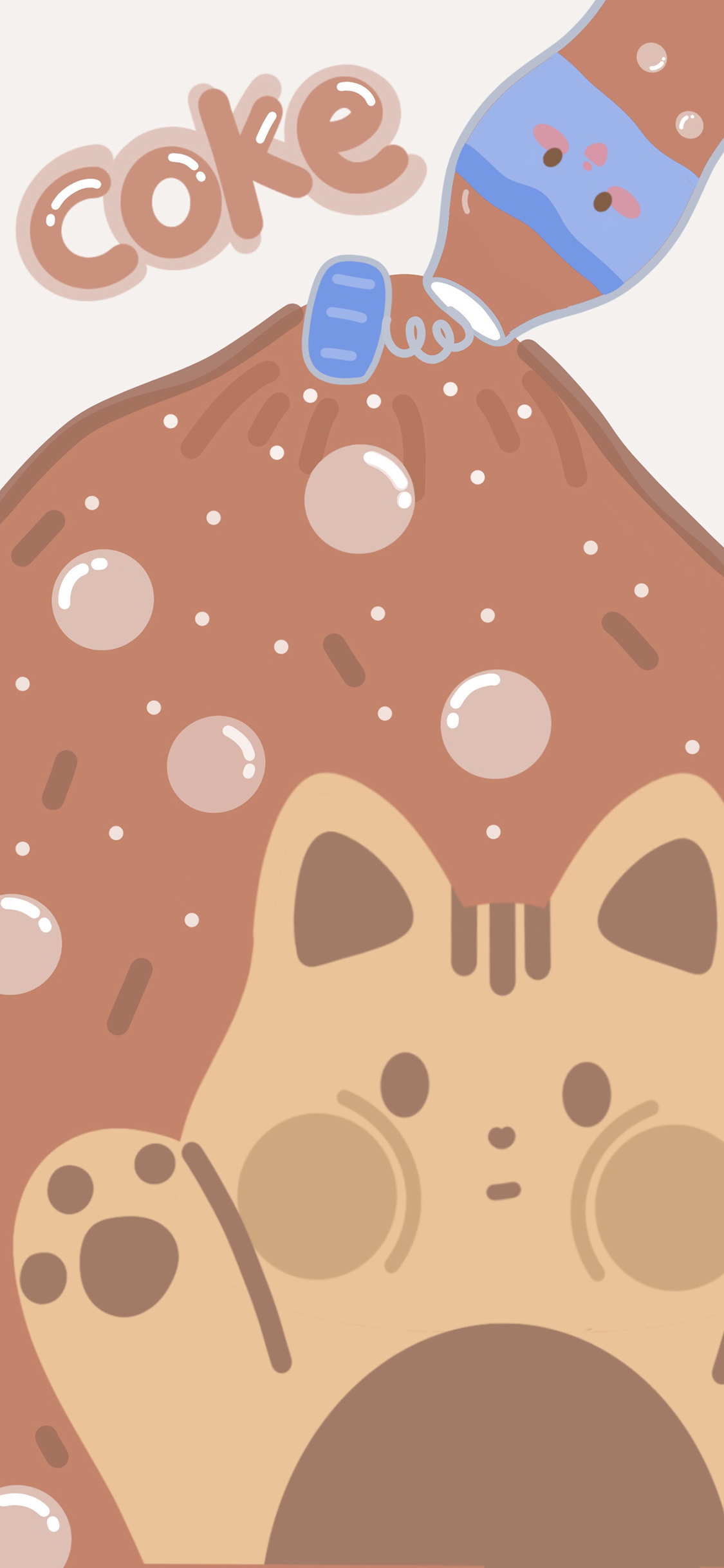 [2436×1125]卡通 猫咪 可乐 coke 苹果手机动漫壁纸图片