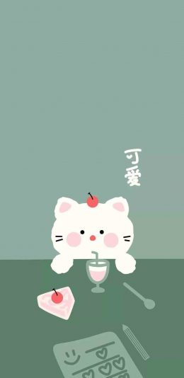 [2436x1125]卡通 猫咪 可爱（取自微博：透心凉A兔子） 苹果手机动漫壁纸图片