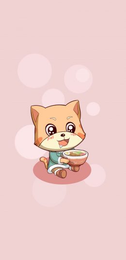 [2436x1125]卡通 猫咪 唐小猫 面条 苹果手机动漫壁纸图片