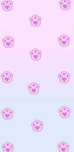 [2436x1125]卡通 猫爪 渐变 平铺 苹果手机动漫壁纸图片