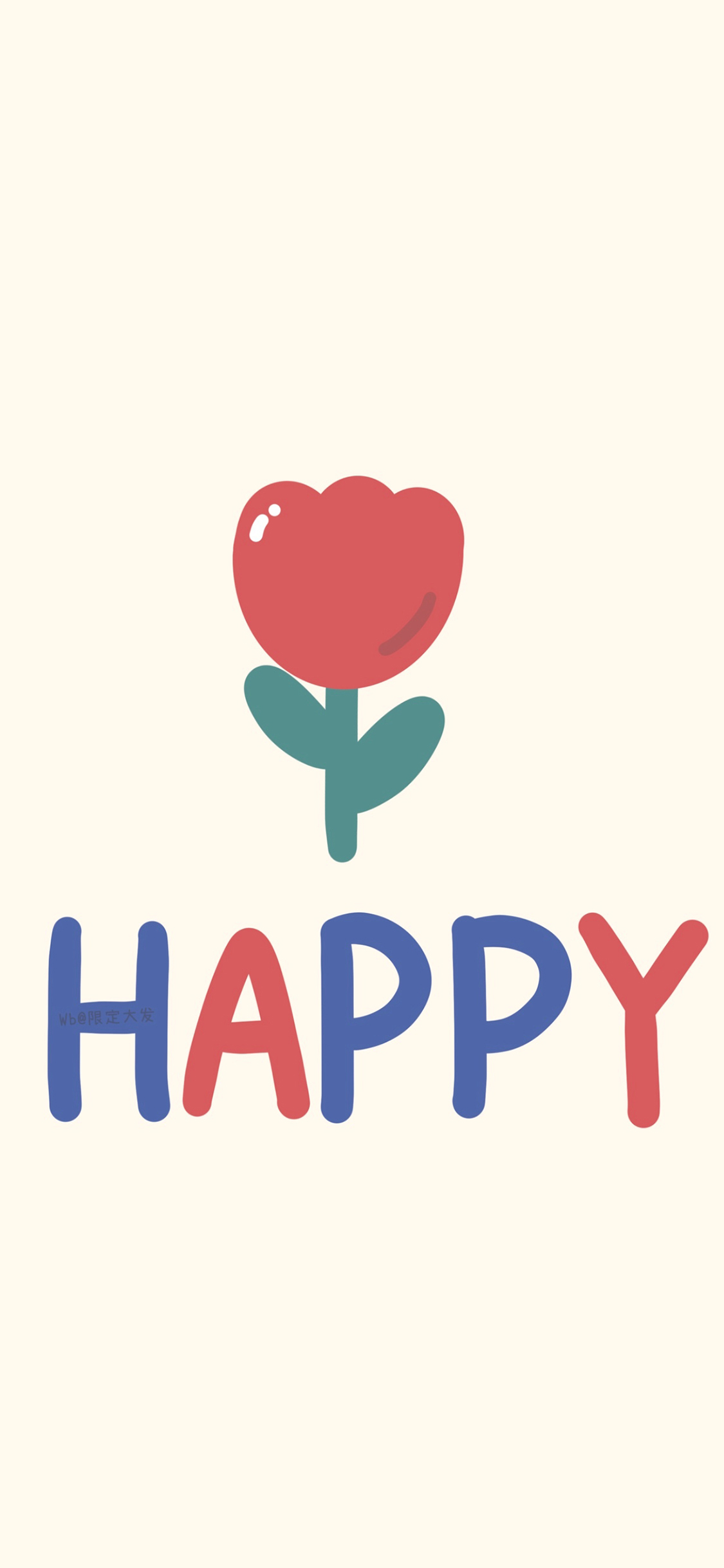 [2436×1125]卡通 玫瑰 花朵 happy 苹果手机动漫壁纸图片