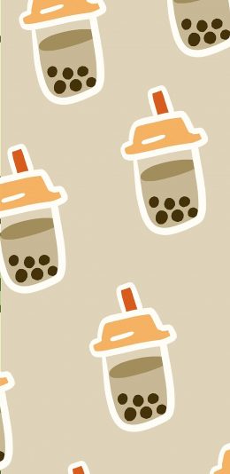 [2436x1125]卡通 珍珠奶茶 甜品 饮品 苹果手机动漫壁纸图片