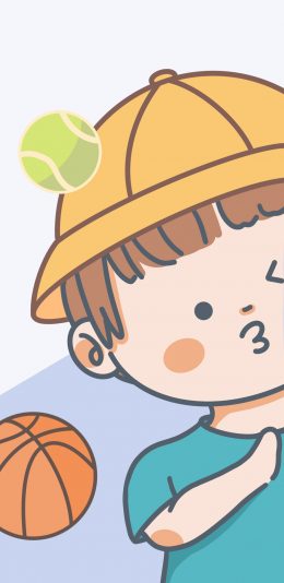 [2436x1125]卡通 男孩 篮球 网球 苹果手机动漫壁纸图片