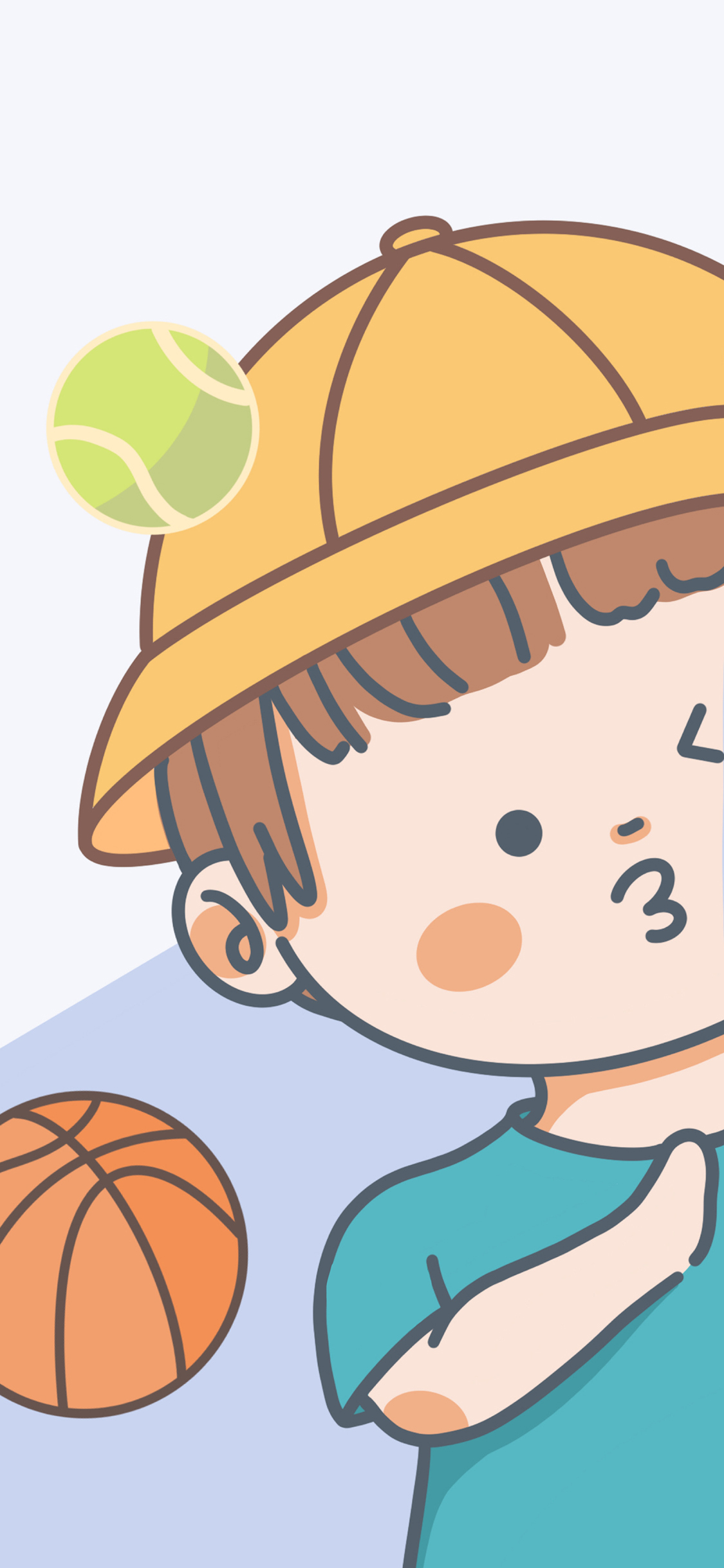 [2436×1125]卡通 男孩 篮球 网球 苹果手机动漫壁纸图片