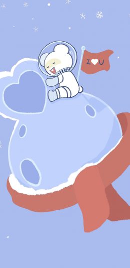 [2436x1125]卡通 笨笨鼠 爱心 月球 苹果手机动漫壁纸图片