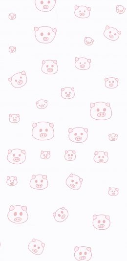 [2436x1125]卡通 简笔 猪头 平铺 苹果手机动漫壁纸图片