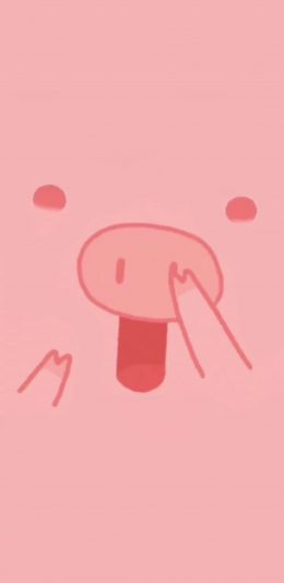 [2436x1125]卡通 简笔 猪鼻子 粉色 苹果手机动漫壁纸图片