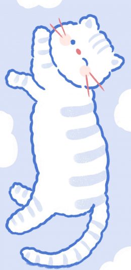 [2436x1125]卡通 简笔 猫咪 可爱 苹果手机动漫壁纸图片