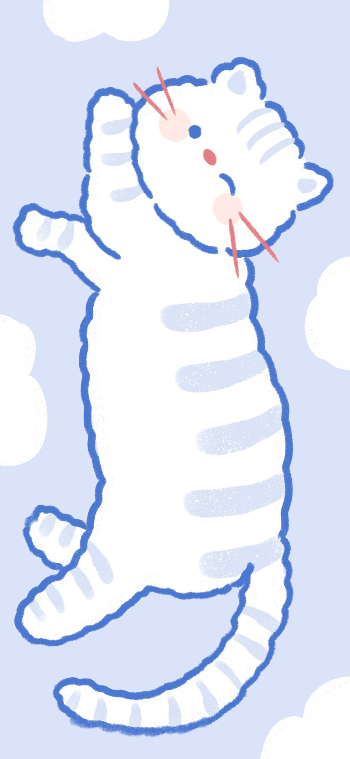 [2436×1125]卡通 简笔 猫咪 可爱 苹果手机动漫壁纸图片