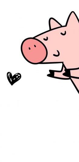 [2436x1125]卡通 粉色 小猪 爱心 苹果手机动漫壁纸图片