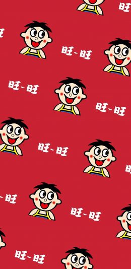 [2436x1125]卡通 红色 平铺 旺旺 苹果手机动漫壁纸图片