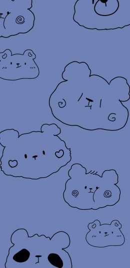 [2436x1125]卡通 线条 熊猫 可爱 苹果手机动漫壁纸图片