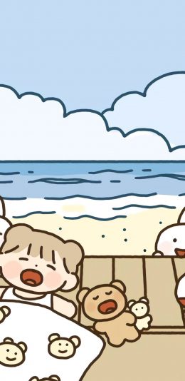 [2436x1125]卡通 绘画 可爱 女孩 苹果手机动漫壁纸图片