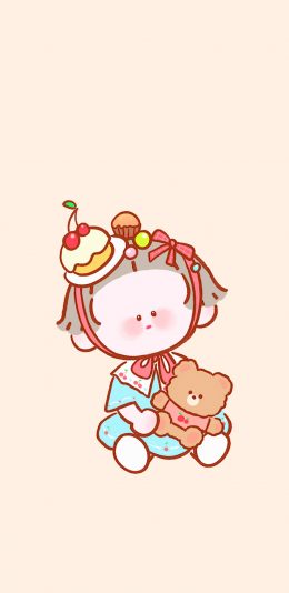 [2436x1125]卡通 绘画 可爱 小熊 苹果手机动漫壁纸图片