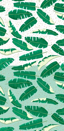 [2436x1125]卡通 绿叶 平铺 背景 苹果手机动漫壁纸图片