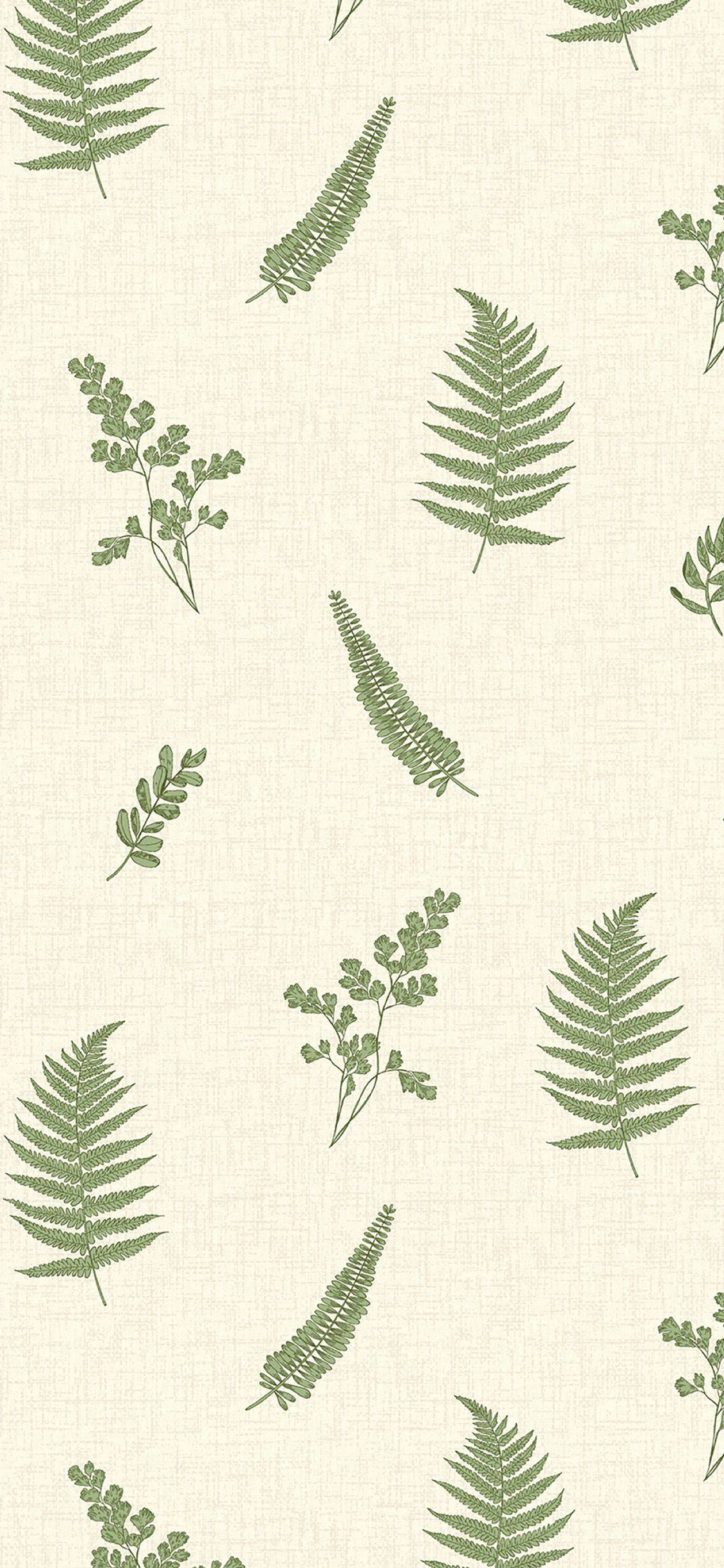 [2436×1125]卡通 绿植 碎花 背景 苹果手机动漫壁纸图片