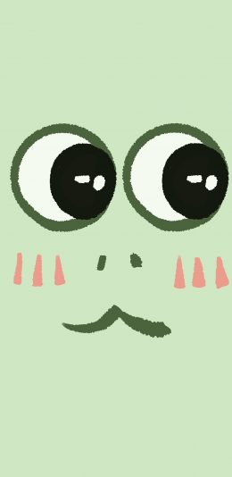 [2436x1125]卡通 绿色 青蛙 表情 大眼萌 苹果手机动漫壁纸图片