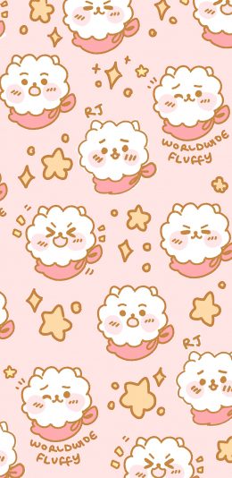 [2436x1125]卡通 羊驼 星星 平铺 苹果手机动漫壁纸图片