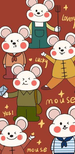 [2436x1125]卡通 老鼠 鼠年 lucky 平铺 mouse 苹果手机动漫壁纸图片