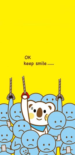 [2436x1125]卡通 考拉 keep smile 苹果手机动漫壁纸图片