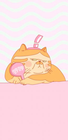 [2436x1125]卡通 肥猫 橘猫 哼哼 苹果手机动漫壁纸图片