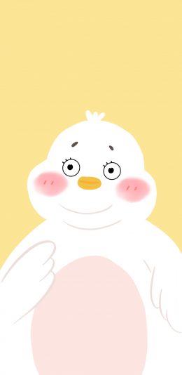 [2436x1125]卡通 肥鸭 可爱 黄 苹果手机动漫壁纸图片