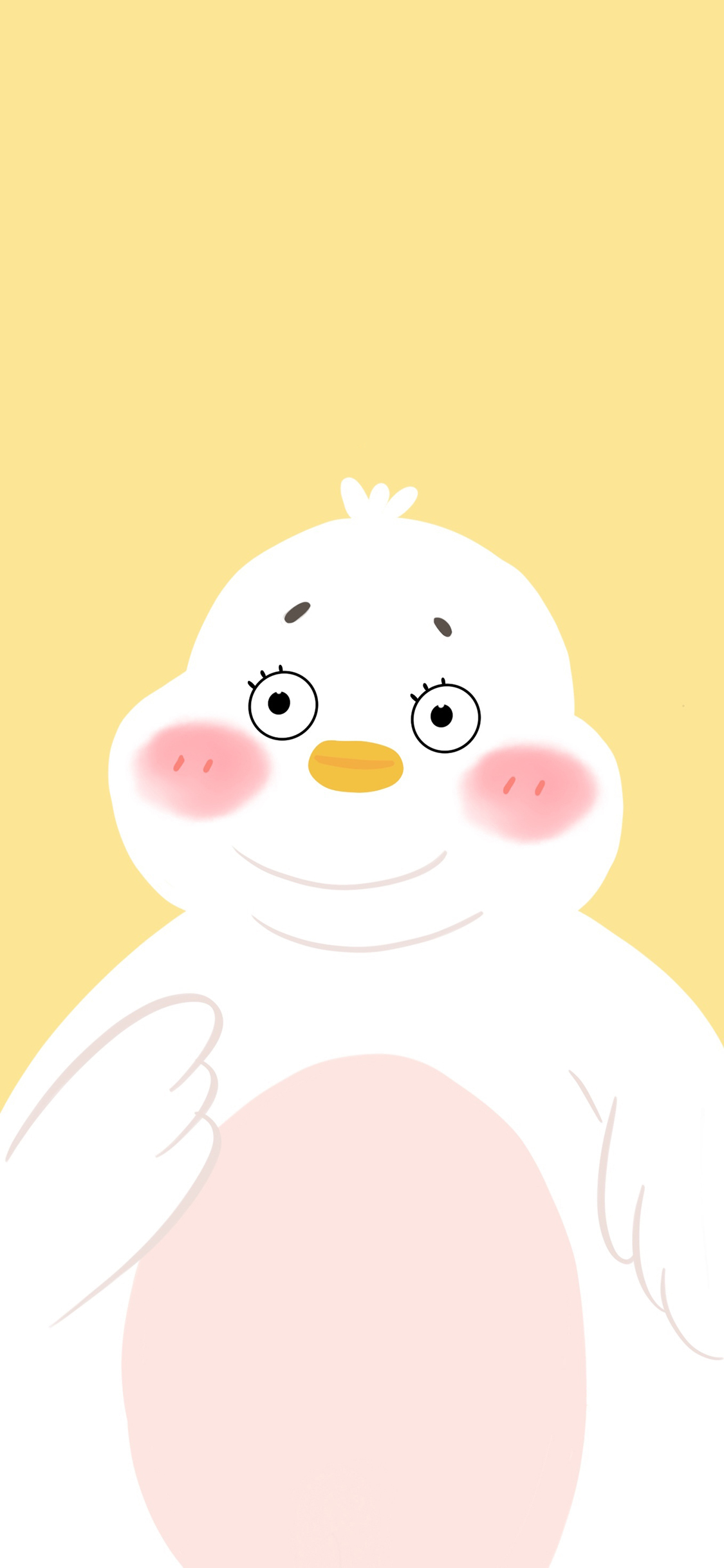 [2436×1125]卡通 肥鸭 可爱 黄 苹果手机动漫壁纸图片