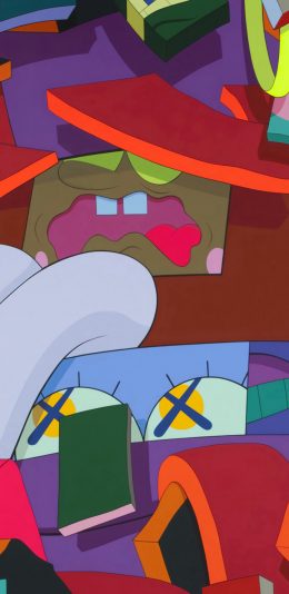 [2436x1125]卡通 色彩 方块 书本 苹果手机动漫壁纸图片