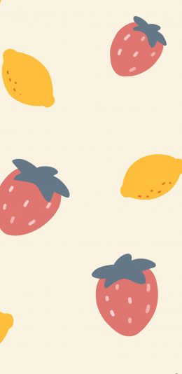 [2436x1125]卡通 草莓 柠檬 简约 苹果手机动漫壁纸图片