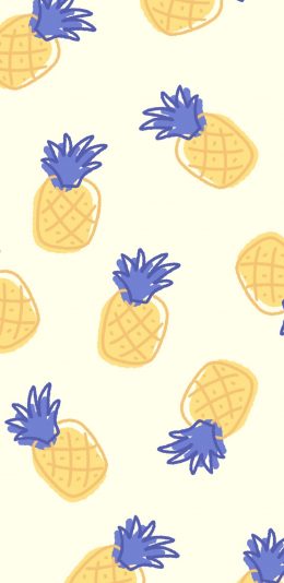 [2436x1125]卡通 菠萝 平铺 黄色 苹果手机动漫壁纸图片