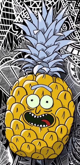 [2436x1125]卡通 菠萝 表情 惊恐 苹果手机动漫壁纸图片