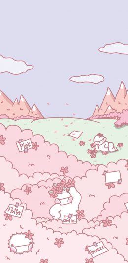 [2436x1125]卡通 萌兔子 pink 可爱 苹果手机动漫壁纸图片