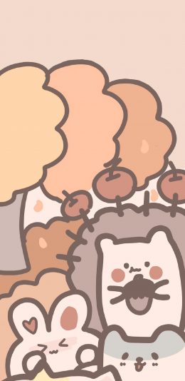 [2436x1125]卡通 萌物 兔子 刺猬 苹果手机动漫壁纸图片