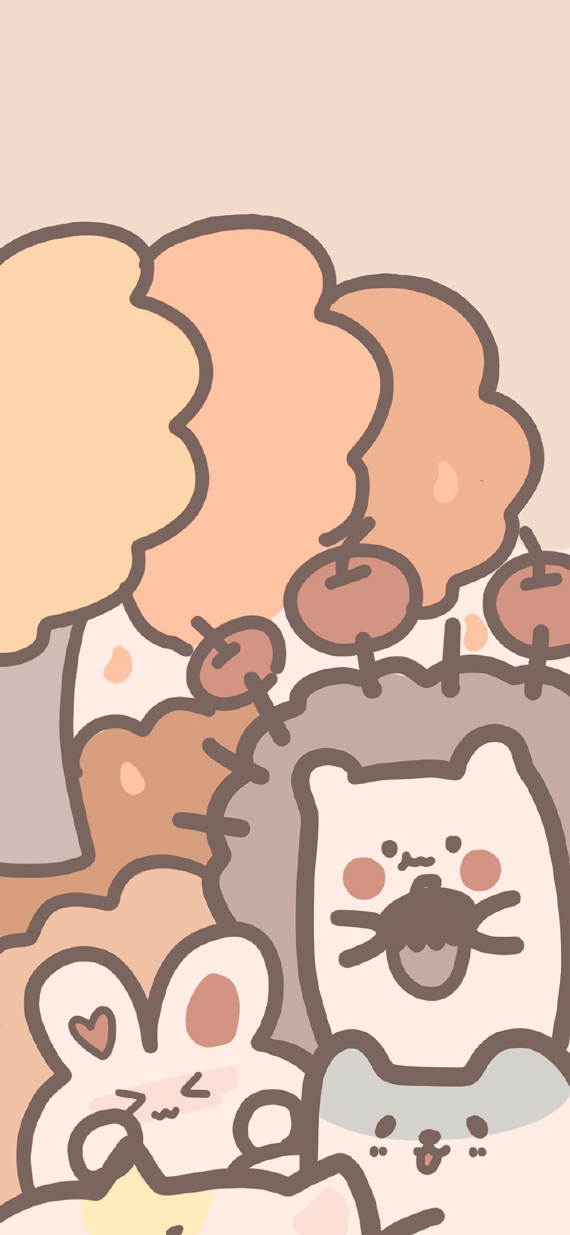 [2436×1125]卡通 萌物 兔子 刺猬 苹果手机动漫壁纸图片