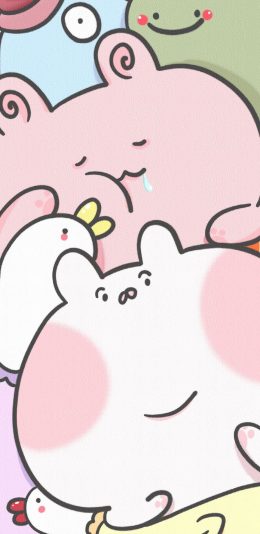 [2436x1125]卡通 萌物 兔子 平铺（取自微博：_magua） 苹果手机动漫壁纸图片
